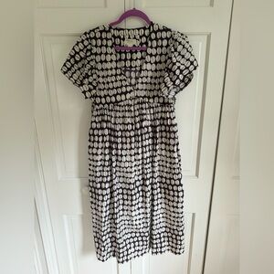 Maeve Black and White Midi Dress